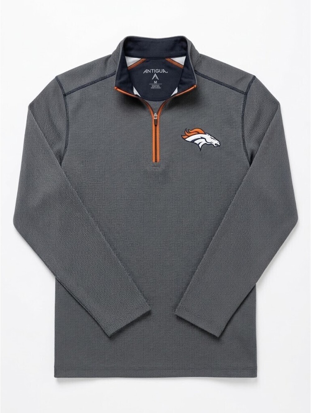 Antigua Denver Broncos Quarter Zip Pullover Men’s Medium Gray Orange NFL